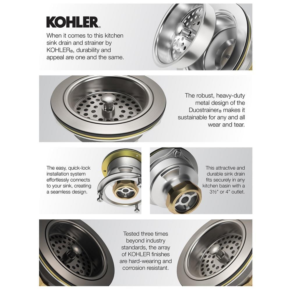 Duostrainer 4-1/2 in. Sink Strainer with Tailpiece in Vibrant Brushed Bronze - Image 3