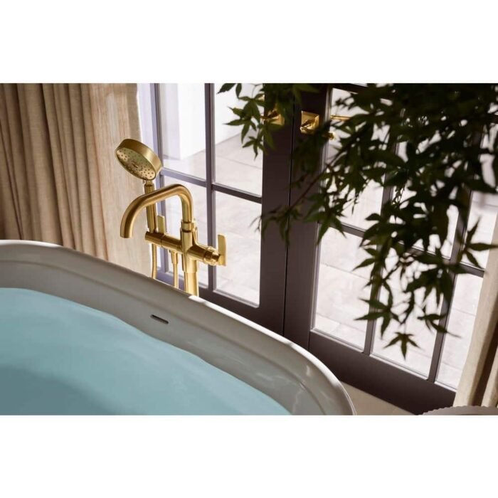 Castia By Studio McGee Single-Handle Freestanding Tub Faucet Trim With Handshower in. Vibrant Brushed Moderne Brass - Image 3