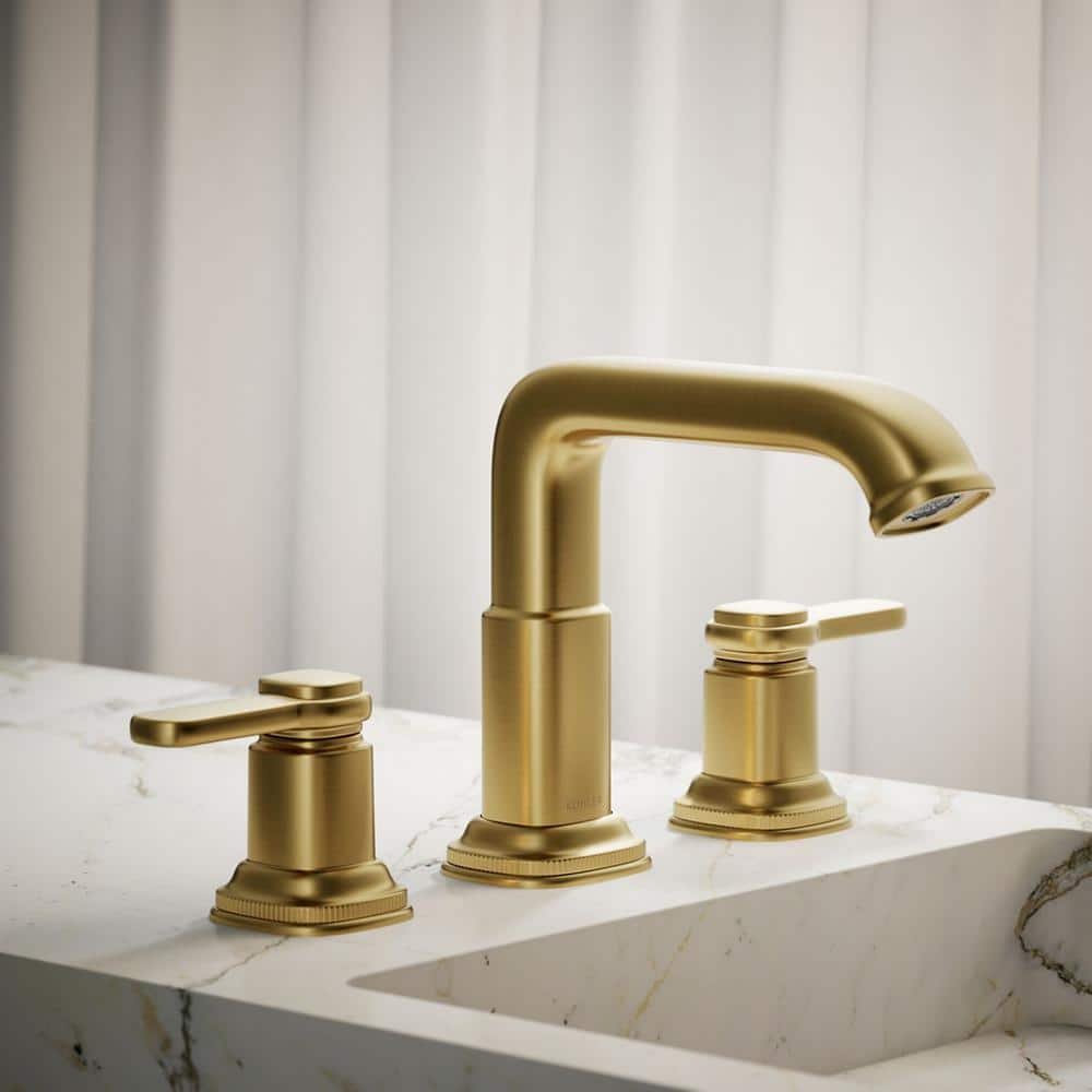 Numista 8 in. Widespread Double Handle Bathroom Faucet in Vibrant Brushed Moderne Brass - Image 2