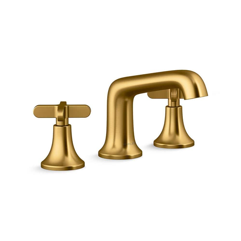 Setra 8 in. Widespread Double Handle Bathroom Faucet in Vibrant Moderne Brushed Brass Gold