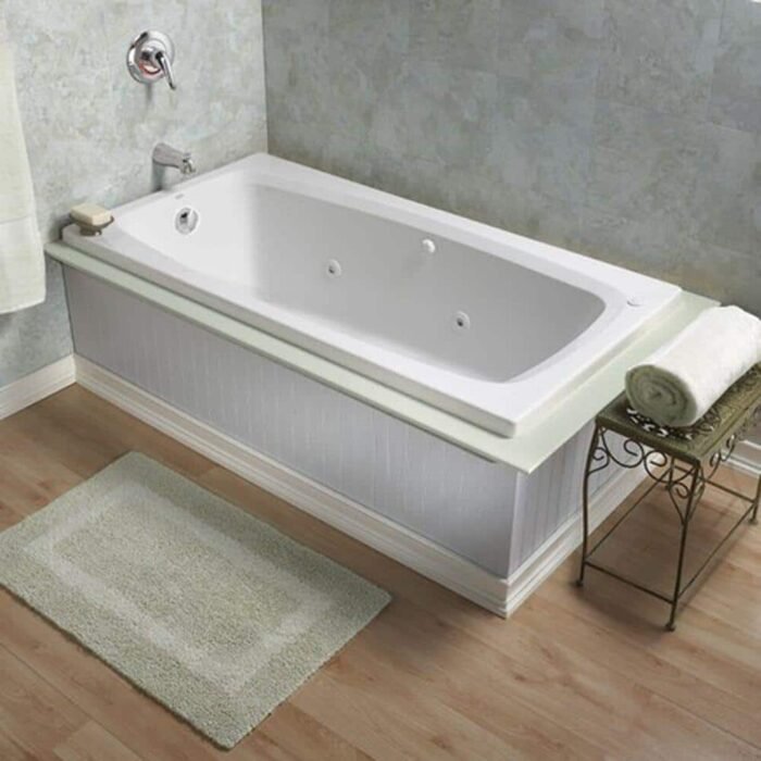 EverClean 60 in. x 32.8 in. Rectangular Whirlpool Bathtub with Reversible Drain in White - Image 3