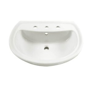 Cadet 6 in. Pedestal Sink Basin with 8 in. Faucet Centers in White