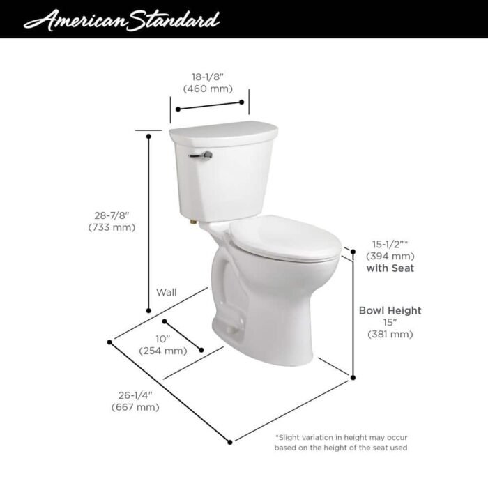 Cadet PRO 2-piece 1.28 GPF Single Flush Standard Height Round Toilet with 10 in. Rough-In in White - Image 3