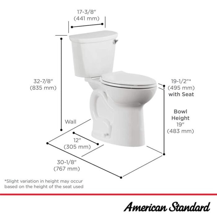 Cadet PRO 12 in. 2-Piece 1.28 GPF Single Flush Extra Tall Elongated Toilet in White with Right-Hand Trip Lever - Image 3