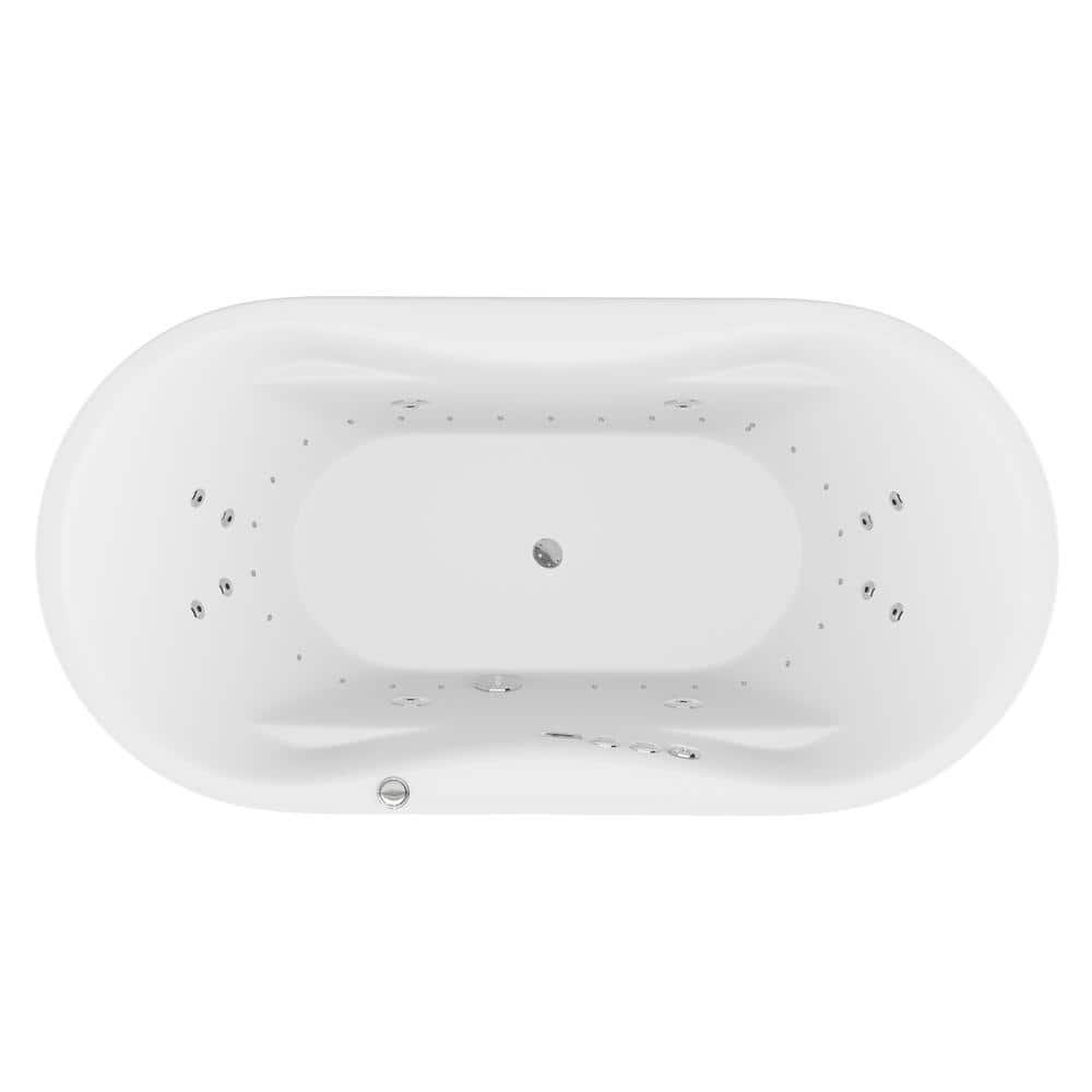 Lori Series 71 in. x 36 in. Acrylic Combination 53 Gallon Capacity Freestanding Bathtub with Center Drain in White - Image 4