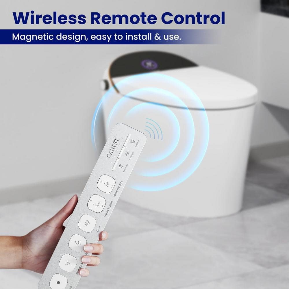 Elongated Smart Bidet Toilet 1.08/1.45 GPF Dual Flush in White with Auto Open/Close, Auto flush, Heated Seat, Remote - Image 4