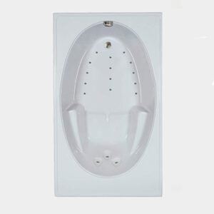 60 in. x 42 in. Acrylic Rectangular Alcove Air Bathtub with Reversible Drain in White