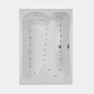 60 in. x 43 in. Acrylic Rectangular Alcove Air Bathtub with Center Drain in White
