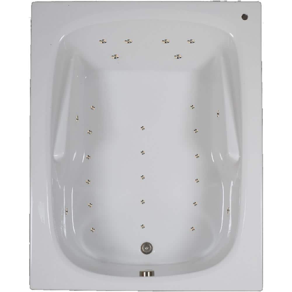 60 in. x 48 in. Acrylic Rectangular Alcove Air Bathtub with Reversible Drain in White