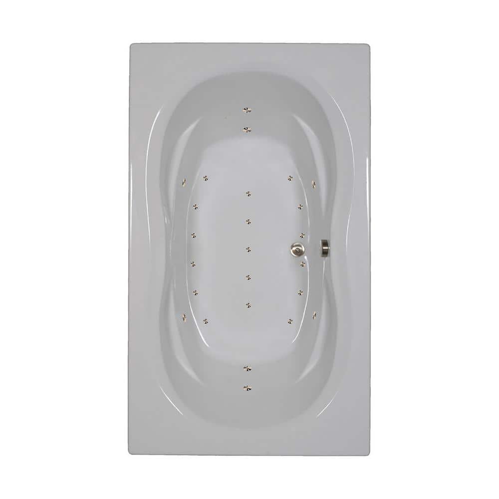 72 in. x 42 in. Acrylic Rectangular Alcove Air Bathtub with Center Drain in White