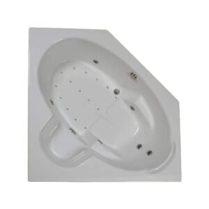 60 in. x 60 in. Acrylic Neo Angle Drop-in Whirlpool and Air Bathtub with Center Drain in White