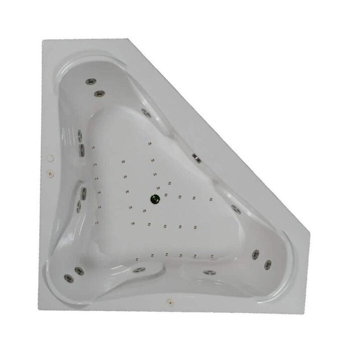 72 in. x 72 in. Acrylic Neo Angle Drop-in Whirlpool and Air Bathtub with Center Drain in White