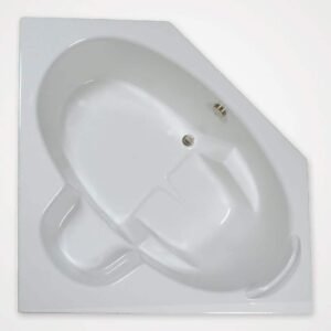 60 in. x 60 in. Acrylic Neo Angle Drop-in Soaking Bathtub with Center Drain in White