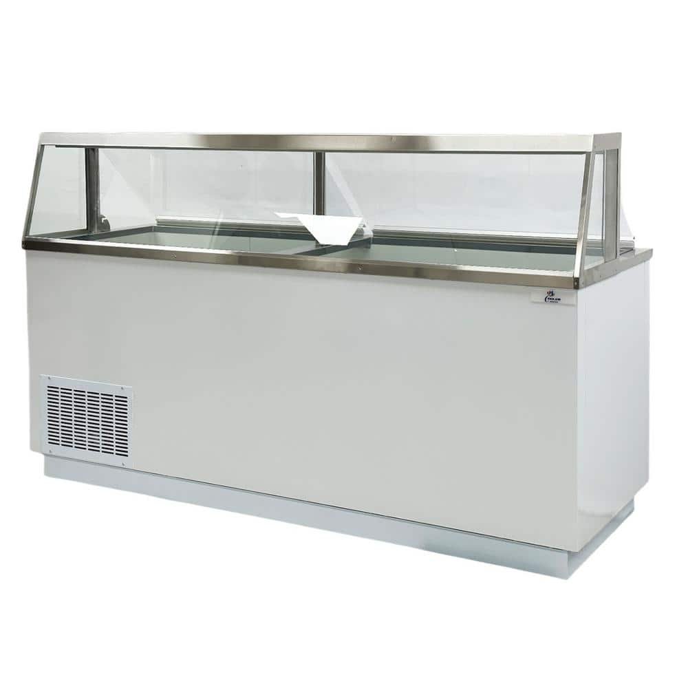88.75 in. W 30.6 cu. ft. Automatic-Defrost Commercial Portable Freezer 16 Tub Deluxe Ice Cream Dipping Cabinet in white