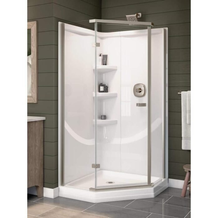 38 in. W x 73.88 in. H 2-Piece Direct-to-Stud Corner Shower Wall Surrounds in White