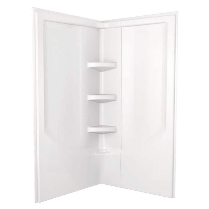 38 in. W x 73.88 in. H 2-Piece Direct-to-Stud Corner Shower Wall Surrounds in White - Image 2