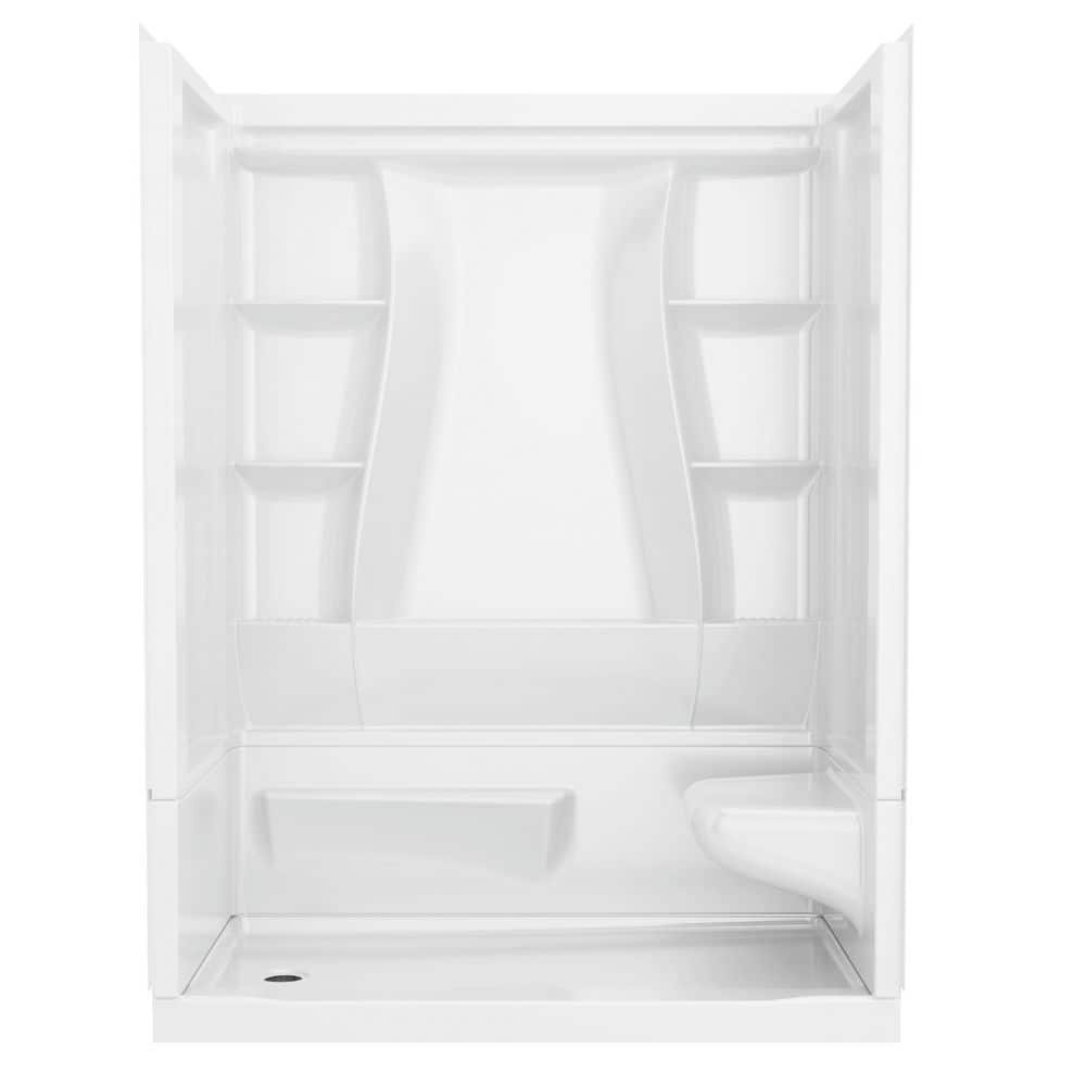 Classic 500 Right Seat 60 in. x 32 in. x 75.88 in. H Alcove Shower Kit Shower Wall and Shower Pan in White