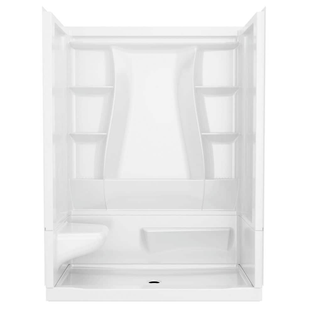 Classic 500 Left Seat 60 in. x 32 in. x 75.88 in. H Alcove Shower Kit Shower Wall and Shower Pan in White