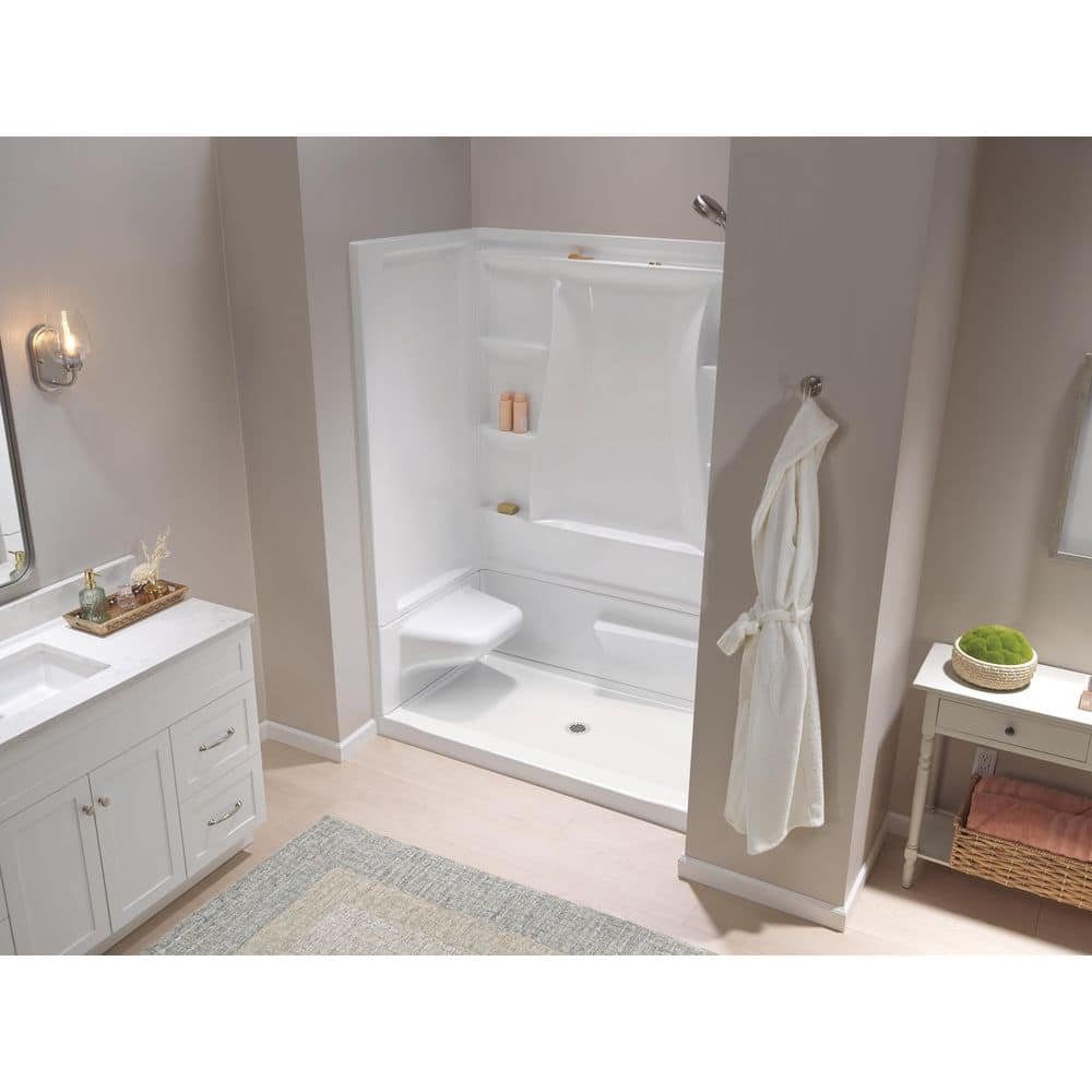Classic 500 Left Seat 60 in. x 32 in. x 75.88 in. H Alcove Shower Kit Shower Wall and Shower Pan in White - Image 2