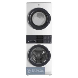4.4 cu. ft. Stacked Washer and 8.0 cu. ft. Gas Dryer Laundry Tower in White with LuxCare Wash, Energy Star