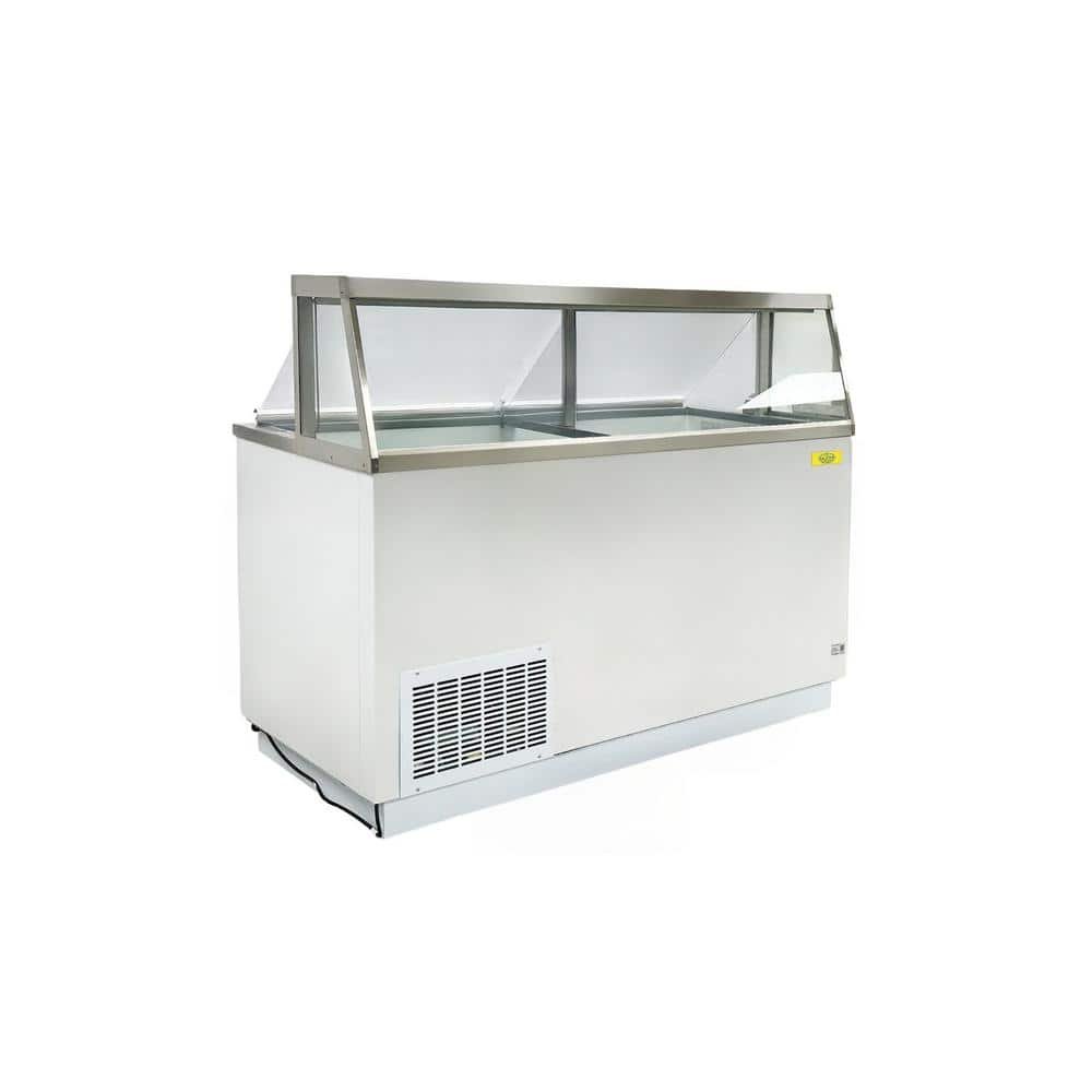 68 in. 22.8 cu. ft. Auto Defrost Commercial Portable Freezer 12-Tub Deluxe Ice Cream Dipping Cabinet EC66HC in white