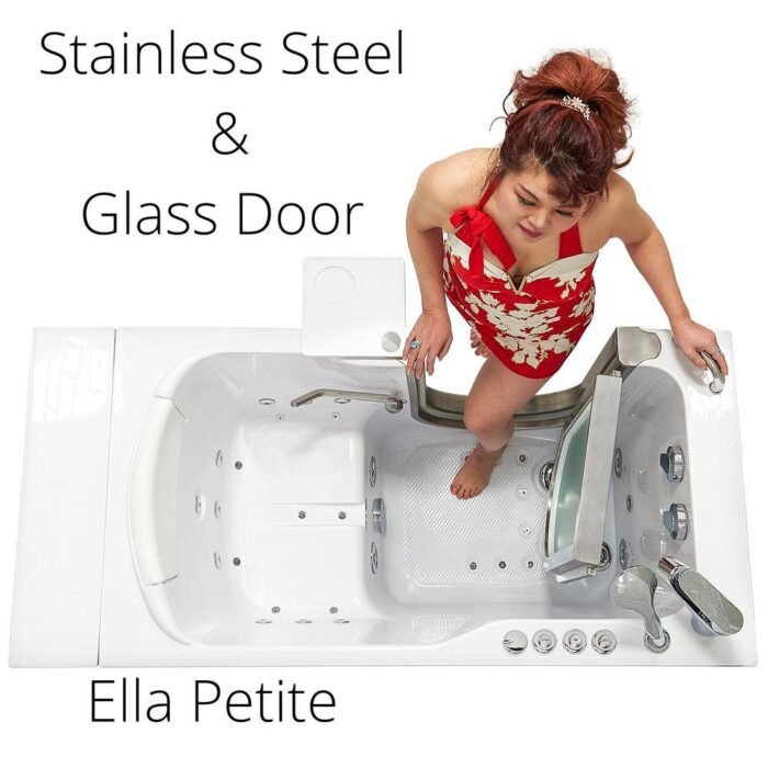Petite 52 in. x 28 in. Walk-In Whirlpool and Air Bath Bathtub in White, 2 Piece Fast Fill Faucet, LHS 2 in. Dual Drain - Image 3