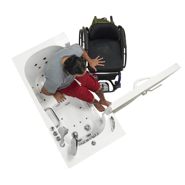 Wheelchair Transfer26 52 in. Walk-In Whirlpool and Air Bath Bathtub in White, Fast Fill Faucet,Heated Seat,LH Dual Drain - Image 3