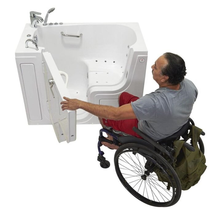 Wheelchair Transfer26 52 in. Walk-In Whirlpool and Air Bath Bathtub in White, Fast Fill Faucet,Heated Seat,LH Dual Drain - Image 2