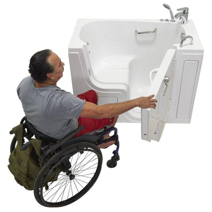 Wheelchair Transfer 26 52 in. Acrylic Walk-In Whirlpool Bathtub in White with Fast Fill Faucet, Right 2 in. Dual Drain - Image 2