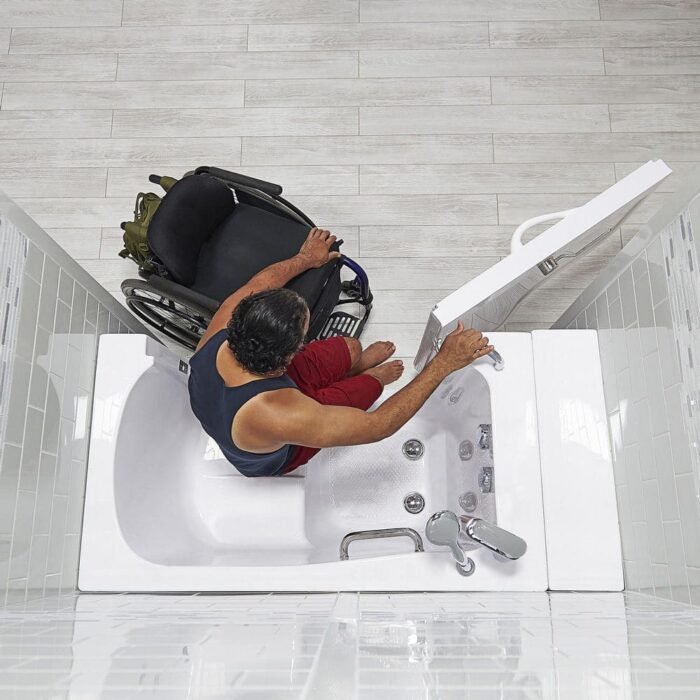 Wheelchair Transfer30 52 in. Acrylic Soaking Walk-in Tub in White with Fast Fill Faucet and Left 2 in. Dual Drain - Image 3
