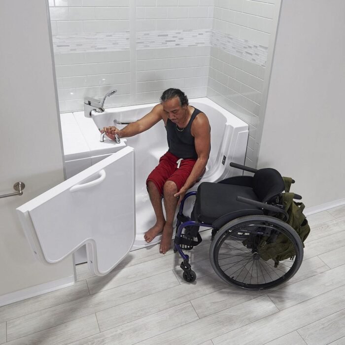 Wheelchair Transfer30 52 in. Acrylic Soaking Walk-in Tub in White with Fast Fill Faucet and Left 2 in. Dual Drain - Image 2