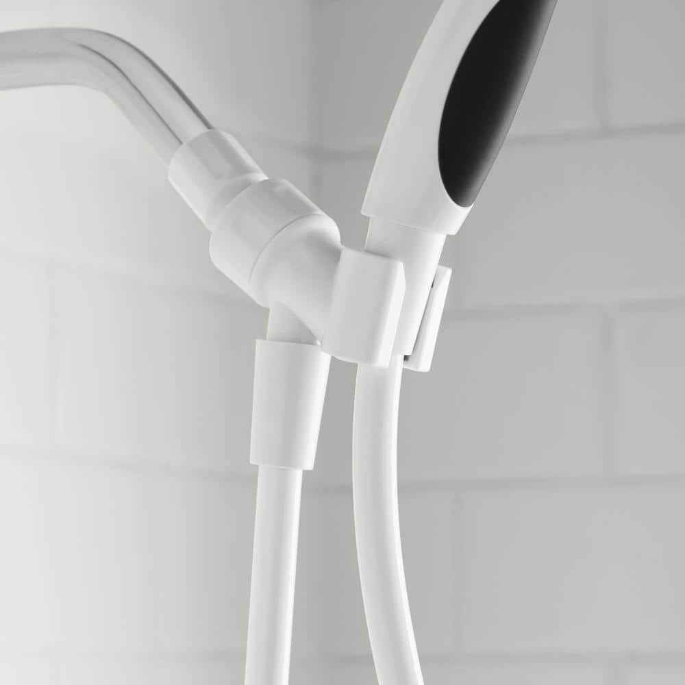 6-Spray Patterns with 1.8 GPM 3.8 in. Tub Wall Mount Handheld Shower Head in White with 60 in. PVC hose - Image 2