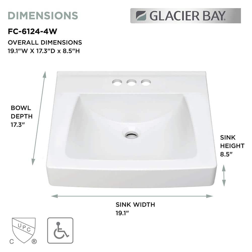 Aragon 19 in. Rectangular Vitreous China Bathroom Sink in White - Image 3