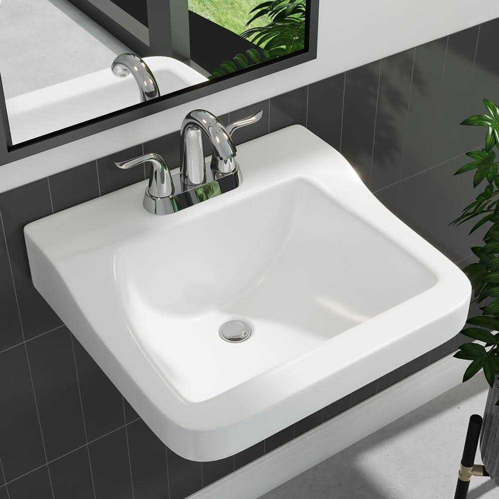 Aragon 19 in. Rectangular Vitreous China Bathroom Sink in White