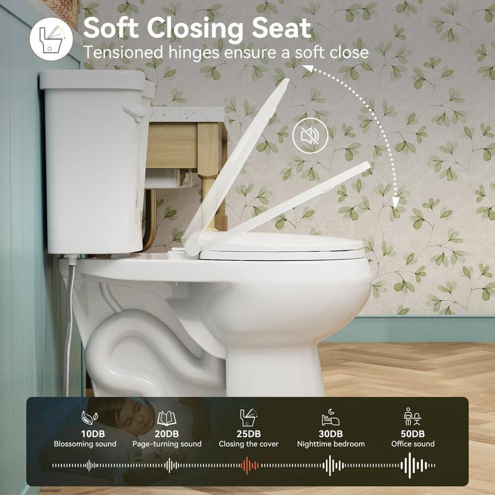19 in. ADA Tall 2-piece 1.28 GPF Single Flush Round Toilet in White Map Flush 1000g, Soft-Close Seat Included - Image 3