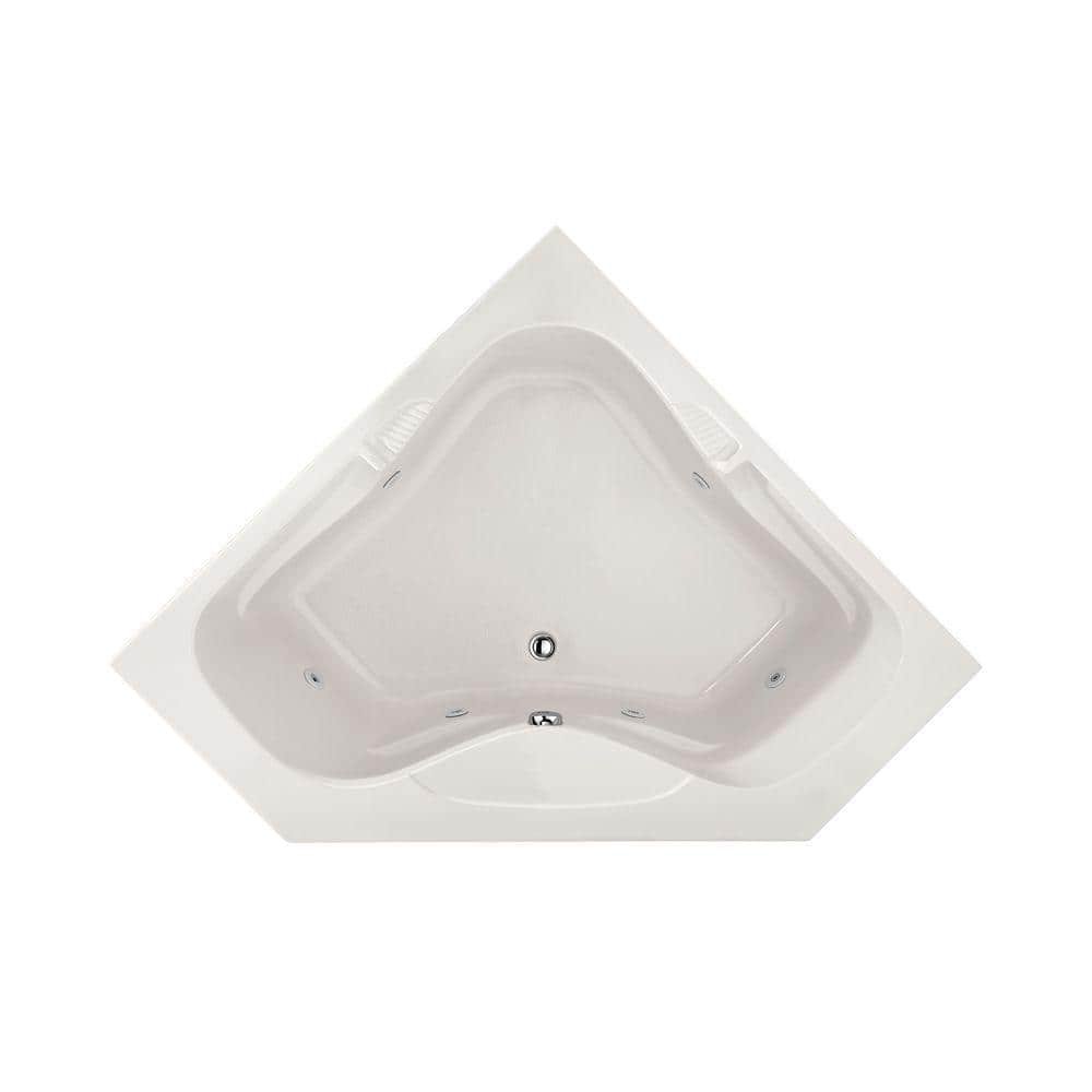 Lexington 60 in. Acrylic Corner Drop-In Whirlpool Bathtub in White
