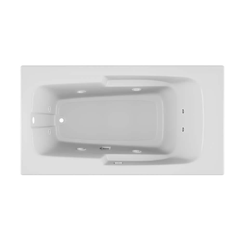 CETRA 60 in. x 32 in. Acrylic Rectangular Drop-In Left Drain Whirlpool Bathtub in White