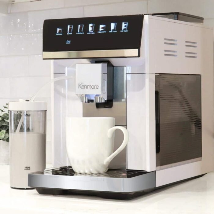 7 Cup Automatic White/Silver Espresso Machine with Dual Cream System, Touchscreen - Image 2