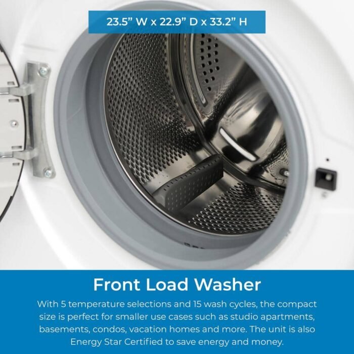 24 in. 2.2 cu. ft. Front-Load Washer - White with Steam - Image 3