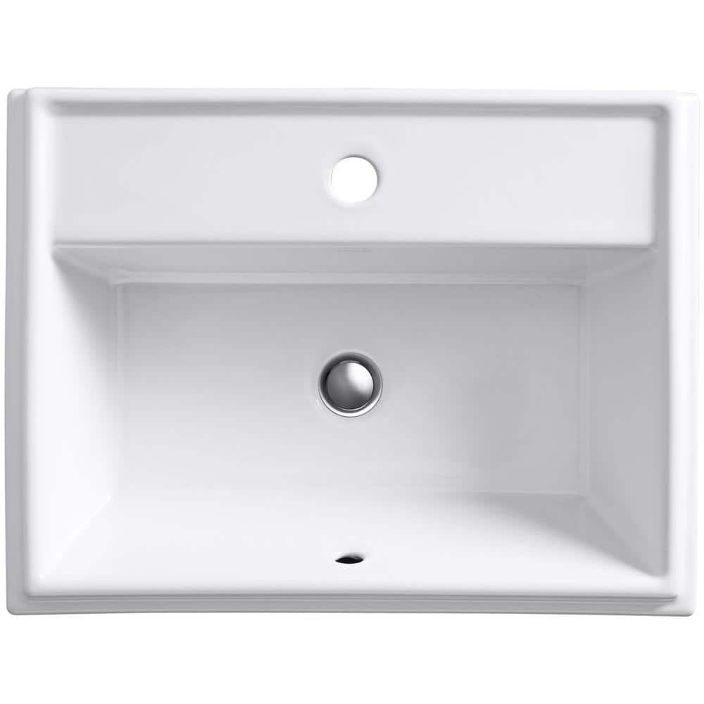 Tresham Drop-In Vitreous China Bathroom Sink in White with Overflow Drain - Image 2