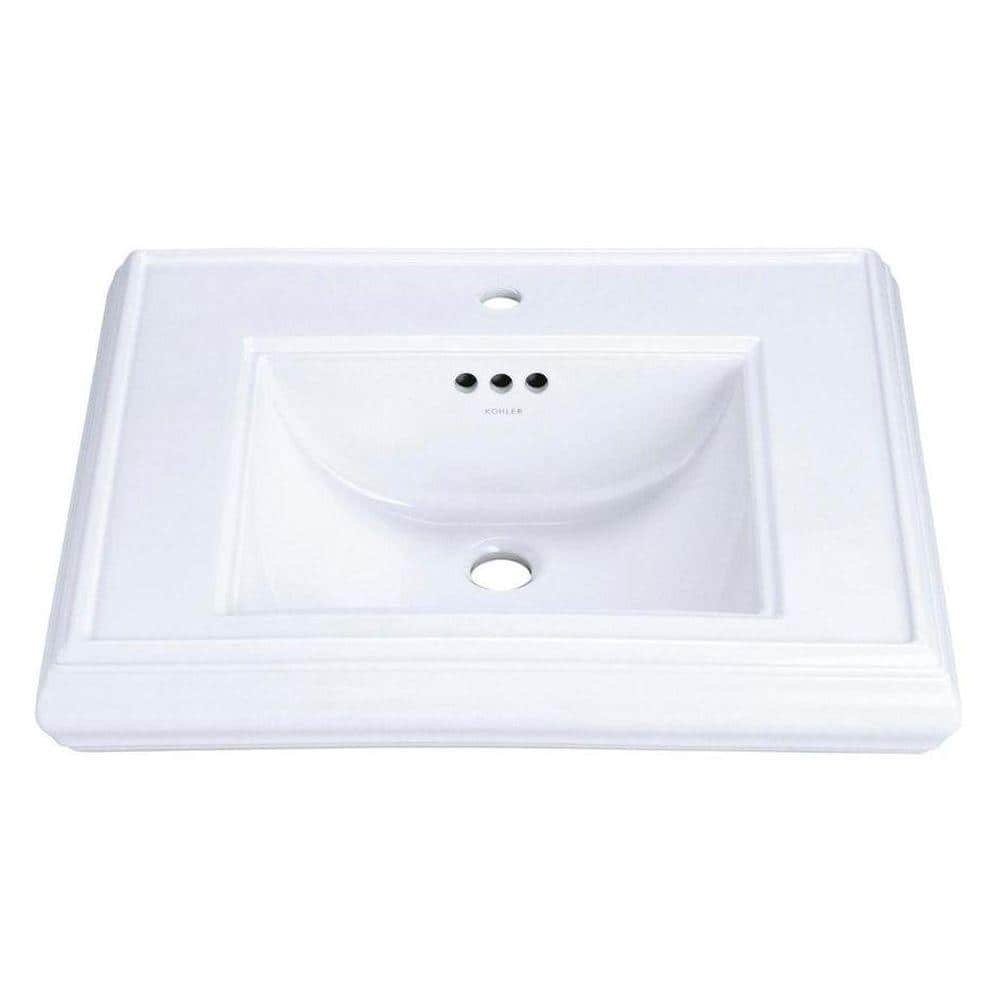 Memoirs 5-1/4 in. Ceramic Pedestal Sink Basin in White with Overflow Drain