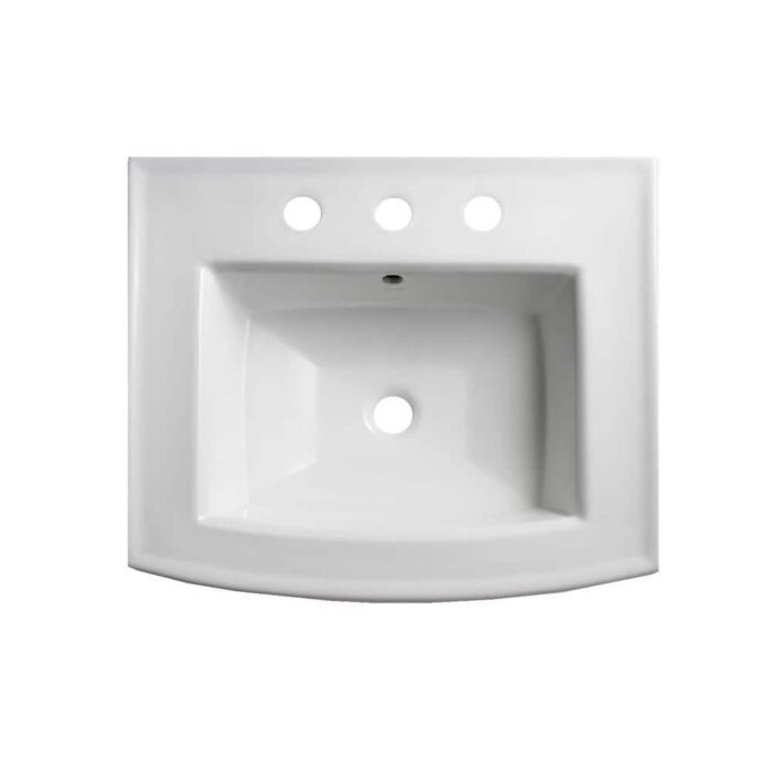 Archer 24 In. Vitreous China Pedestal Sink Basin Only in White with Overflow Drain