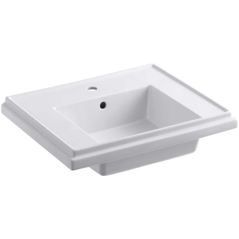 Tresham 24 in. Fireclay Pedestal Sink Basin in White with Overflow Drain