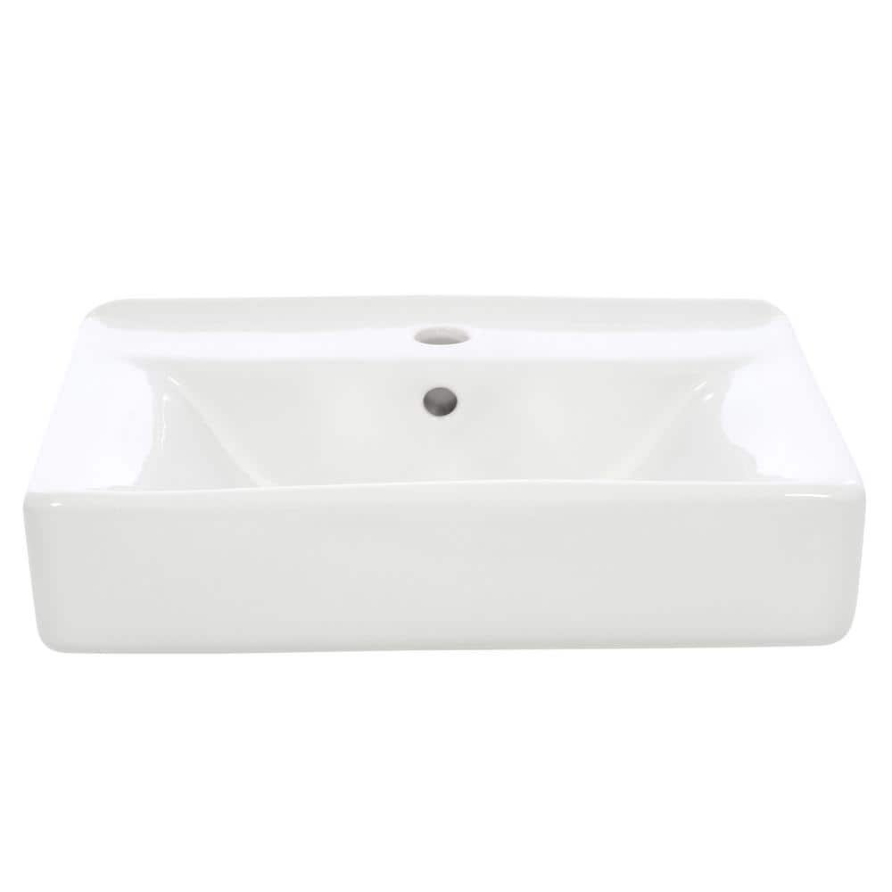 Soho Wall-Mount Vitreous China Bathroom Sink in White with Overflow Drain - Image 3