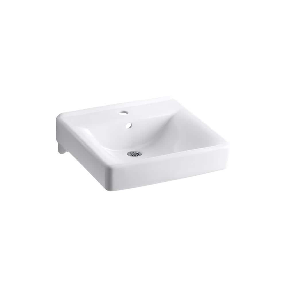 Soho Wall-Mount Vitreous China Bathroom Sink in White with Overflow Drain - Image 2
