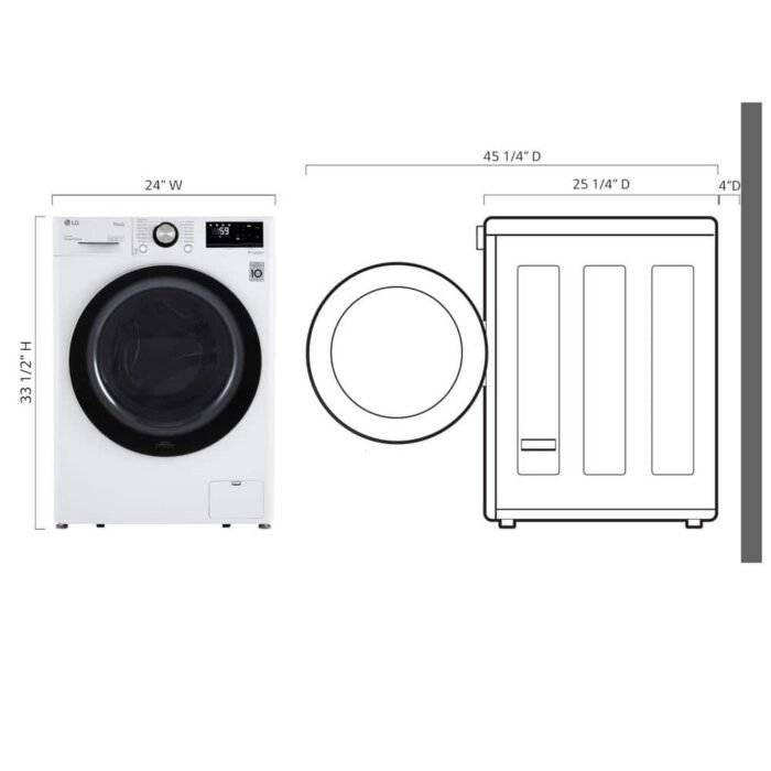 24 in. W 2.4 Cu. Ft. Compact Stackable SMART Front Load Washer in White with Steam and AI Fabric Sensor / Smart Pairing - Image 4