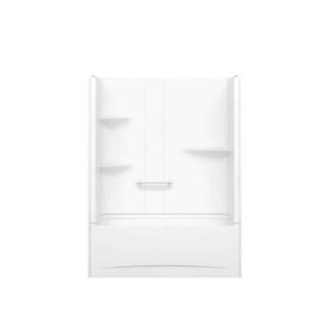 Camelia TS 33 in. x 60 in. x 79 in. Bath and Shower Kit with Left Hand Drain in White