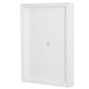 Durabase 48 in. L x 34 in. W Single Threshold Alcove Shower Pan Base with Center Drain in White