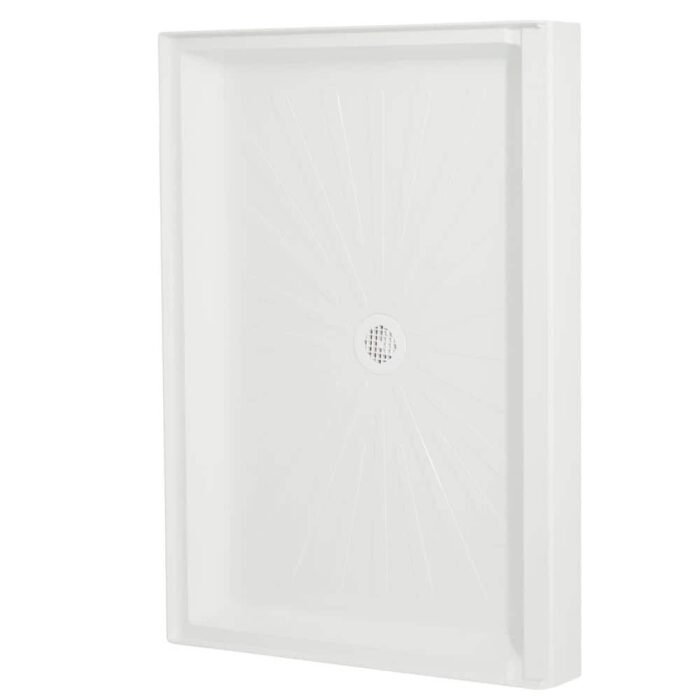 Durabase 48 in. L x 34 in. W Single Threshold Alcove Shower Pan Base with Center Drain in White