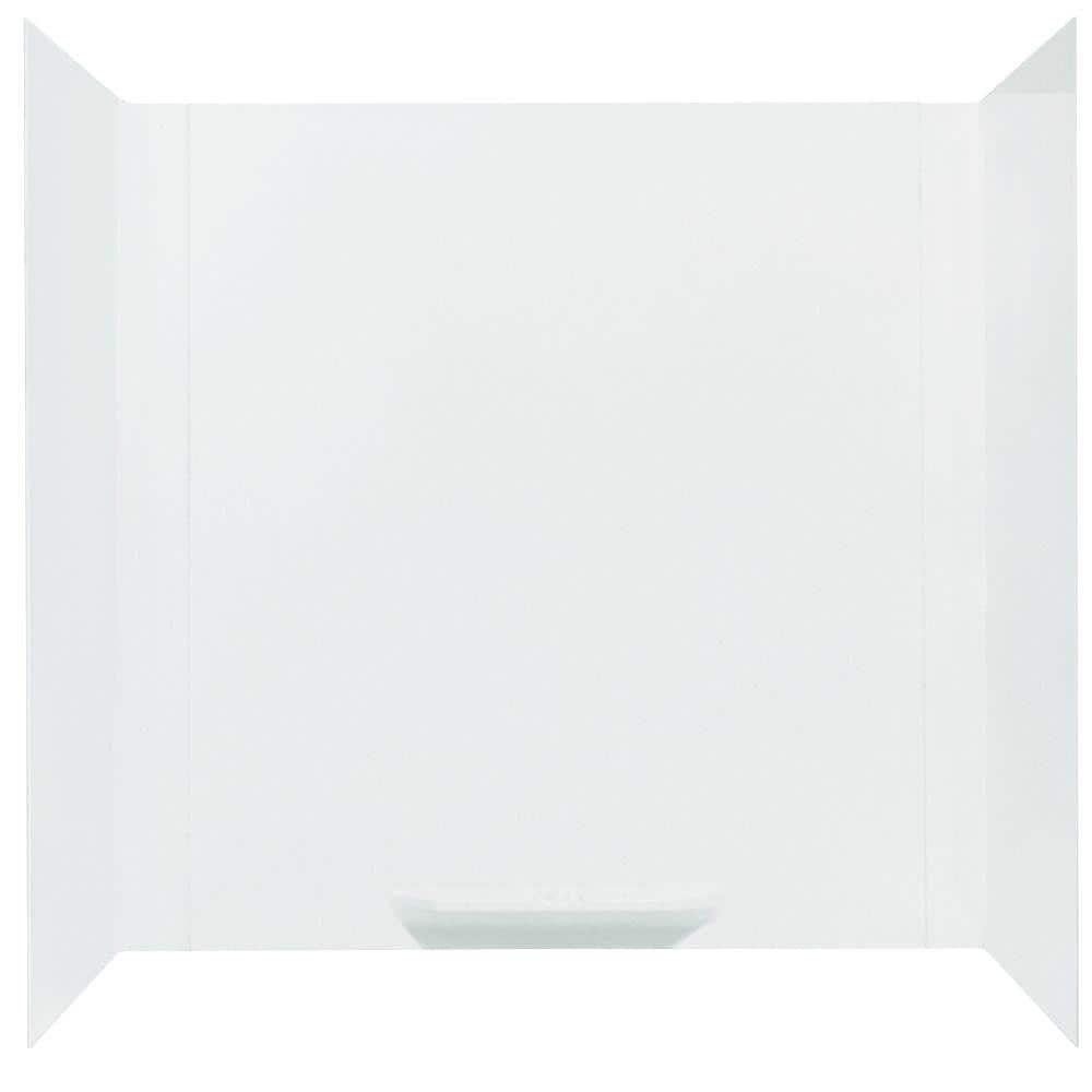 Durawall 30 in. x 60 in. x 58 in. 3-Piece Easy Up Adhesive Alcove Bath Tub Surround in White